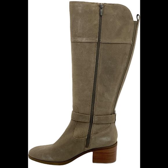 Marc Fisher Wide Calf Leather Tall Shaft Boots Riley Taupe Suede - Medium - Picture 4 of 5